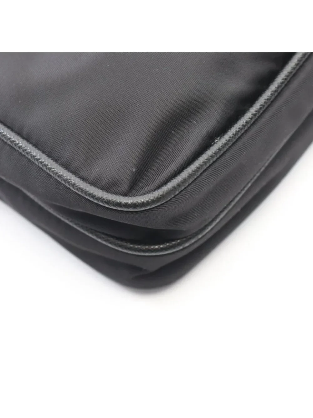 Prada Shoulder Bag Re-Nylon Black Nylon Saffiano Leather Triangle Logo - Picture 5 of 6